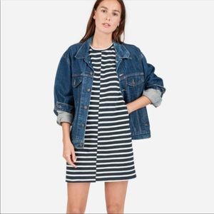 EVERLANE The Beach Tee Dress Navy Blue Stripe